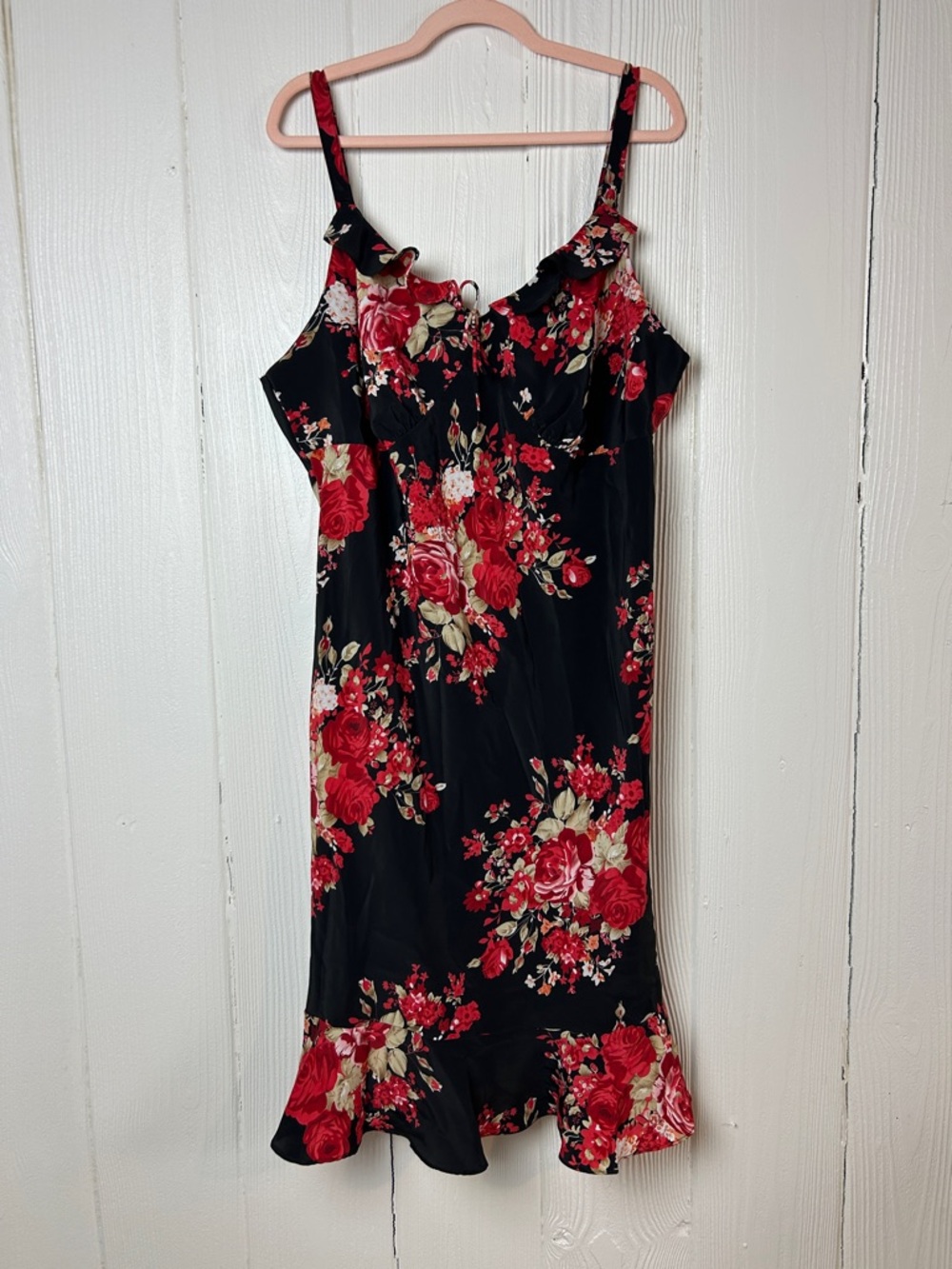 Vintage Dark Romantic Dark Fairy Babydoll Ruffle Black Floral Dress Size 20W